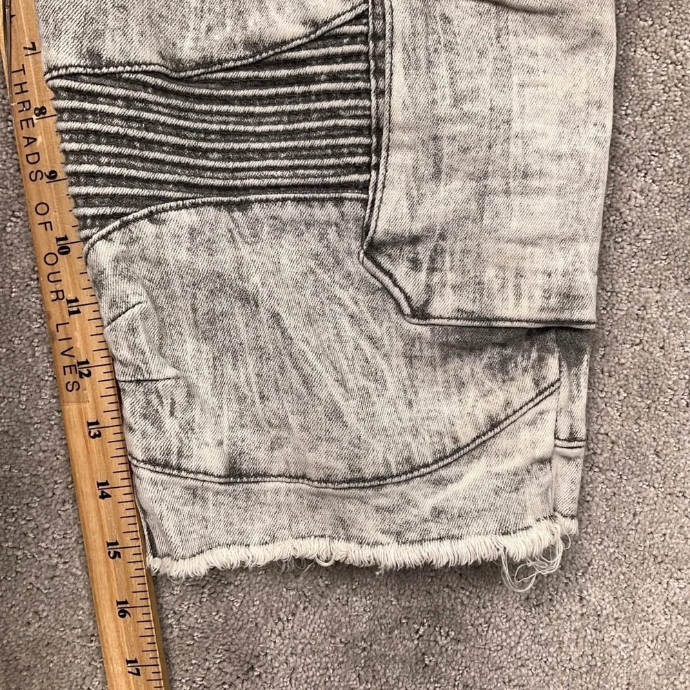 True Religion Rocco Shorts Mens 38 Gray Cargo Acid Moto Denim Streetwear Urban